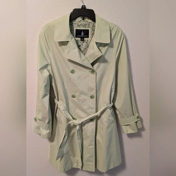 London Fog Bright Lime Green Trench Coat - Picture 1 of 12